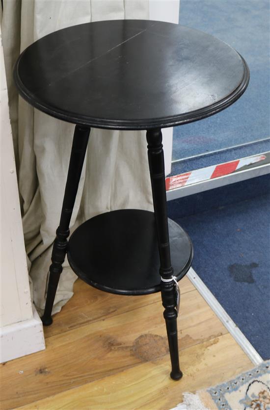 A Jas Shoolbred ebonised tripod table w.43cm